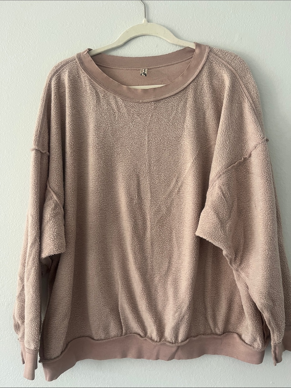 Free People Scoop-Neck Oversized Fleece Pullover - Blush